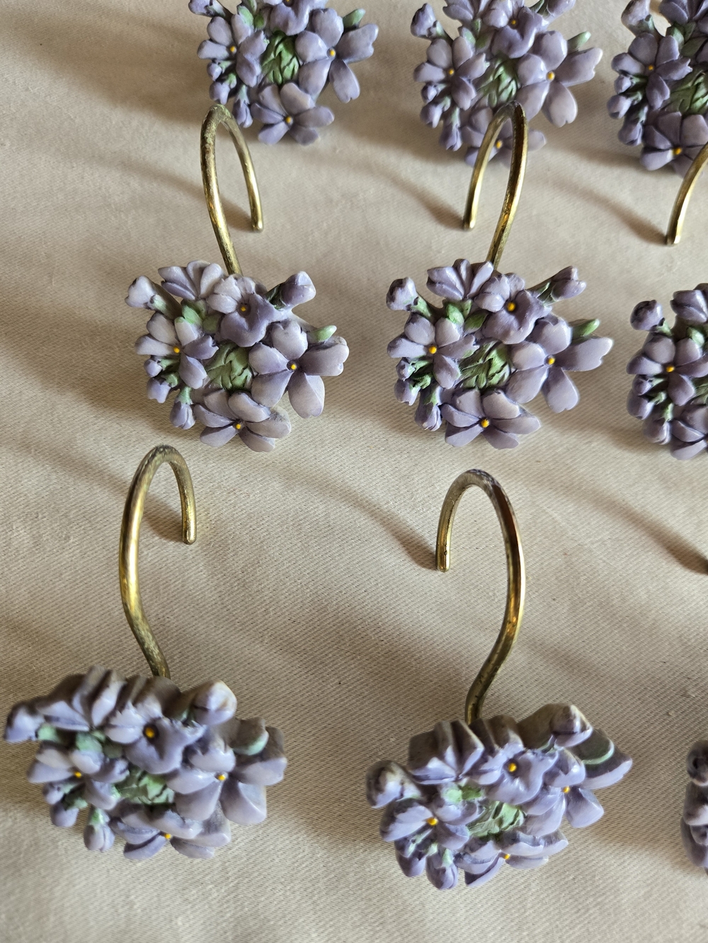 Lavender Flower Cluster Shower Curtain Hooks (Set)